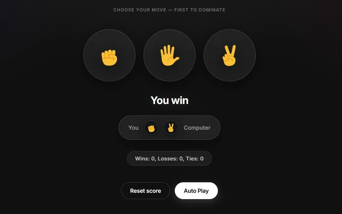 Rock Paper Scissors - HTML CSS JS Game